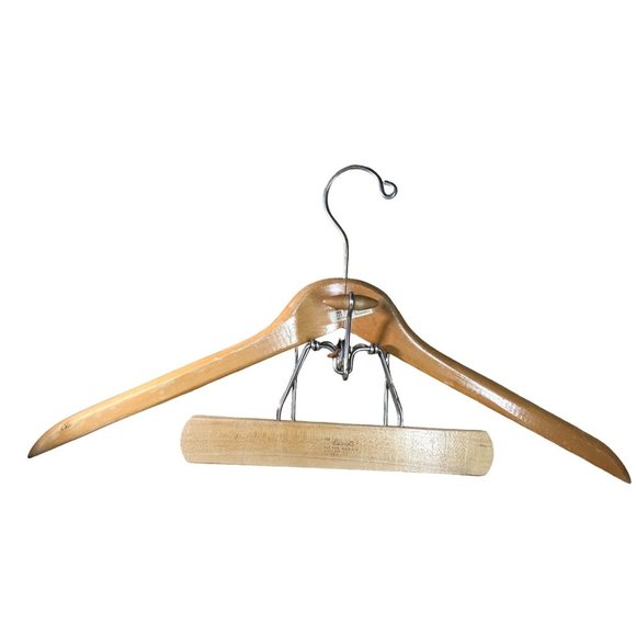 The Setwell 20 Inch Wooden Trouser Clamp Suit Hanger Vintage Made In USA Heavy D - Picture 1 of 16